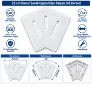 25 cm Havuz Savak Izgara Köşe Parçası (45 Derece) 1