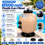 Atlaspool California Ø500 mm Plastik Kum Filtresi (Yandan Vanalı) 1