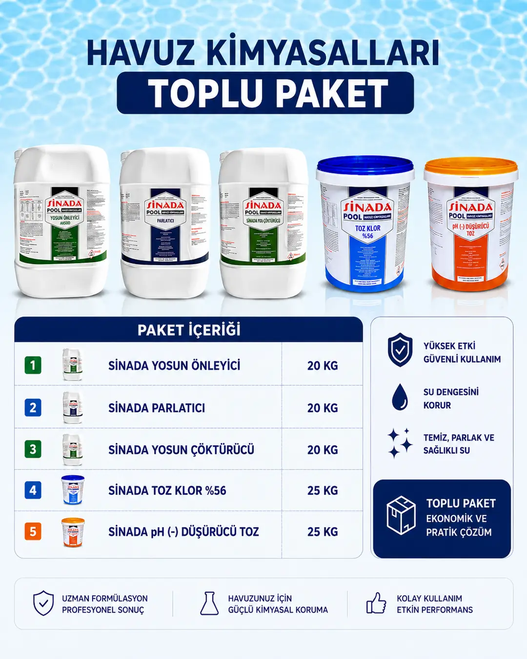 Sinada 5 li Paket Havuz Kimyasalları