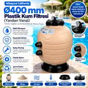 Atlaspool California Ø400 mm Plastik Kum Filtresi (Yandan Vanalı) 1
