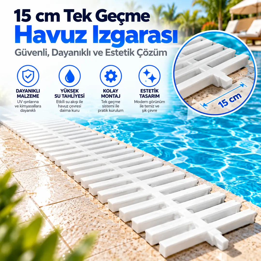15 cm Tek Geçme Havuz Izgarası (Anti-UV) 1