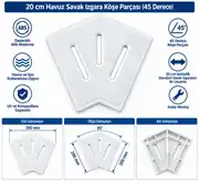 20 cm Havuz Savak Izgara Köşe Parçası (45 Derece) 1