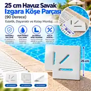 25 cm Havuz Savak Izgara Köşe Parçası (90 Derece) 1