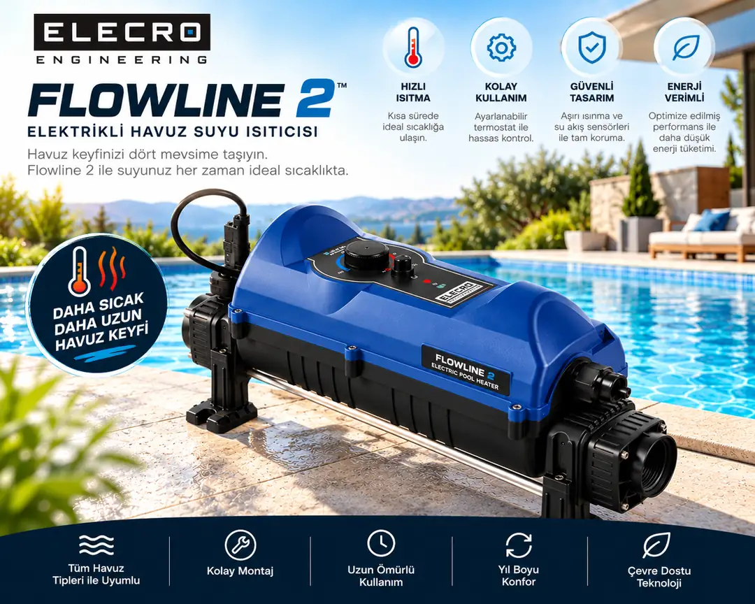 Elecro Flowline 2 Elektrikli Havuz Isıtıcısı - 18 kW (Trifaze)