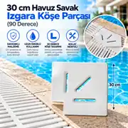 30 cm Havuz Savak Izgara Köşe Parçası (90 Derece) 1